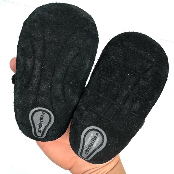 Stride Rite Black Leather Crawl Dressed Up Desmond Comfort Shoes Infant Baby 2 - Picture 5 of 6